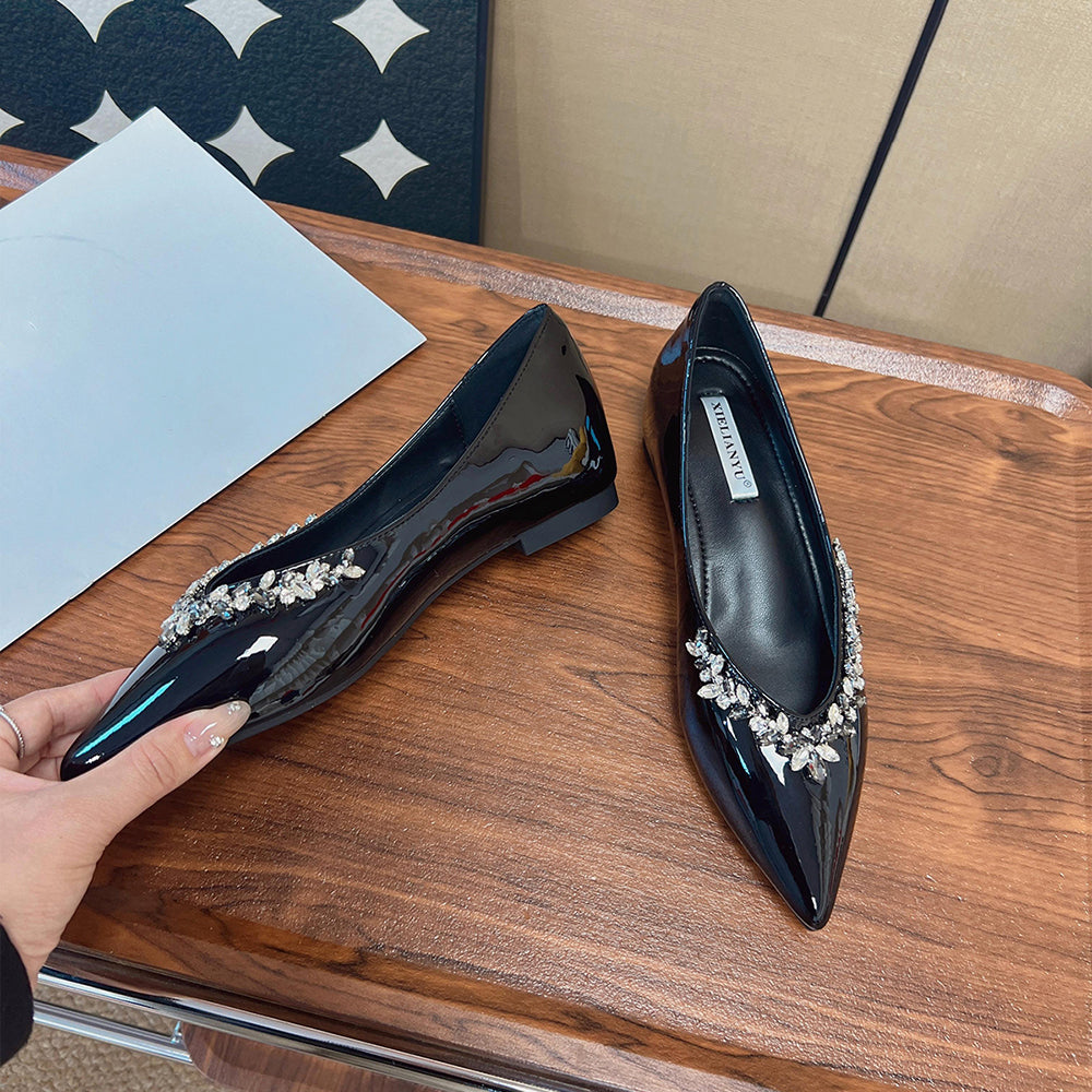 Rhinestone floral shiny height-increasing casual shoes