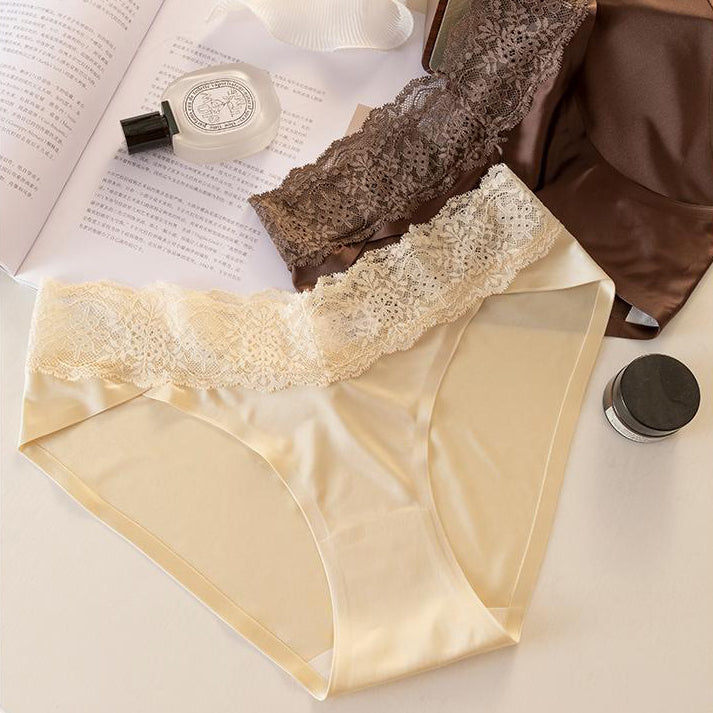 Lace Wide Waist Satin Briefs