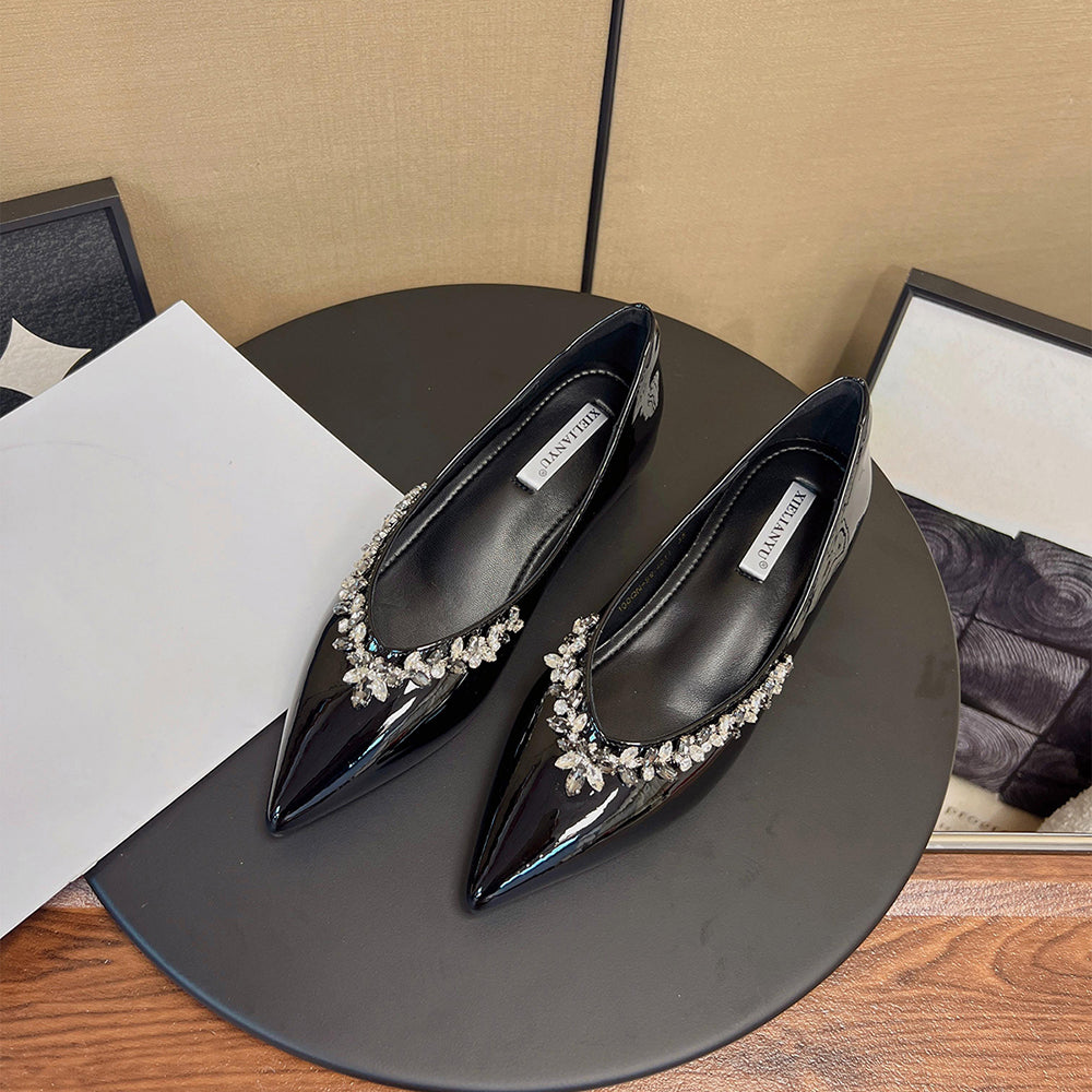 Rhinestone floral shiny height-increasing casual shoes