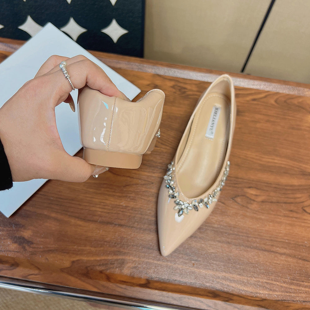 Rhinestone floral shiny height-increasing casual shoes