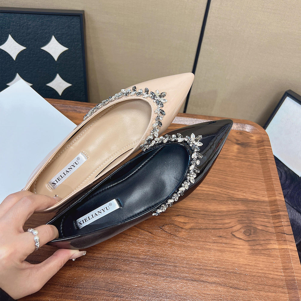 Rhinestone floral shiny height-increasing casual shoes