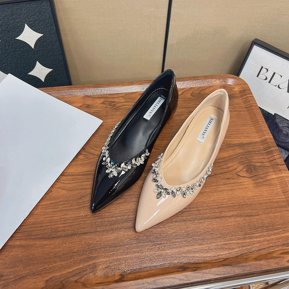 Rhinestone floral shiny height-increasing casual shoes