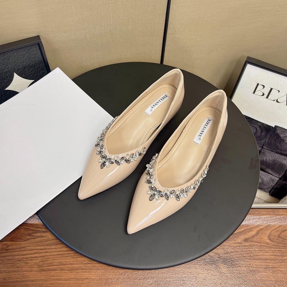 Rhinestone floral shiny height-increasing casual shoes