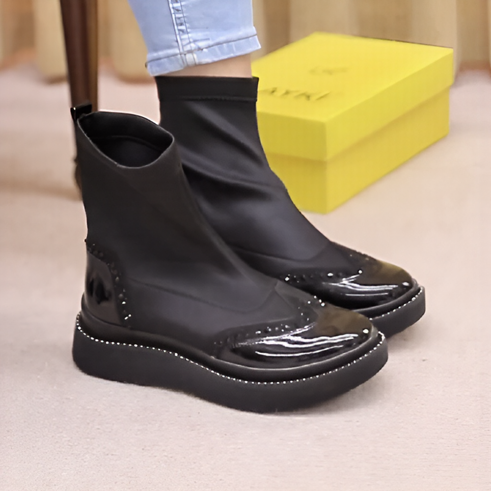Rhinestone versatile soft fabric boots