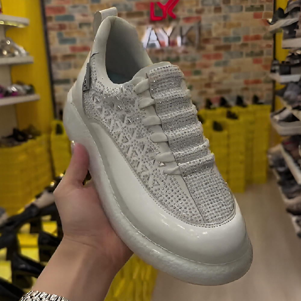 Thick-soled versatile trendy rhinestone sneakers