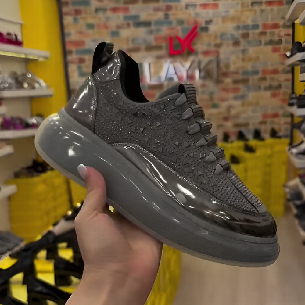 Thick-soled versatile trendy rhinestone sneakers