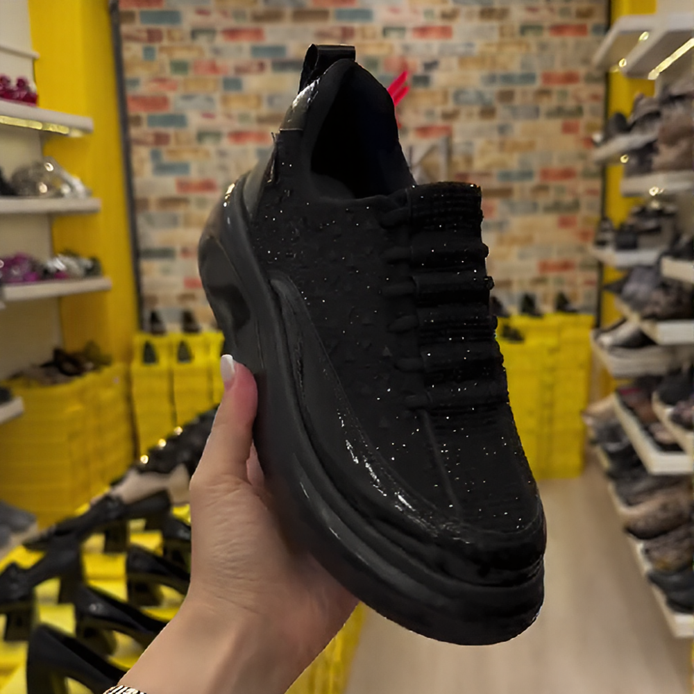 Thick-soled versatile trendy rhinestone sneakers