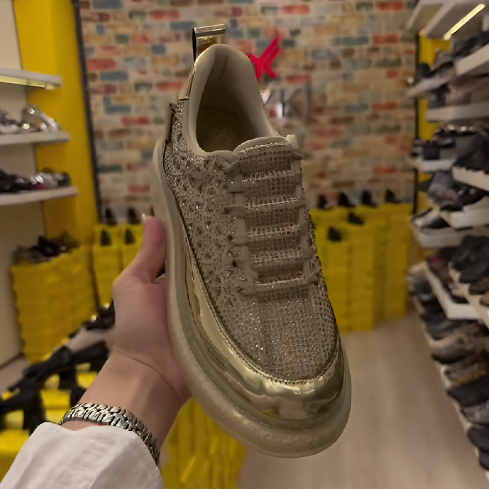 Thick-soled versatile trendy rhinestone sneakers