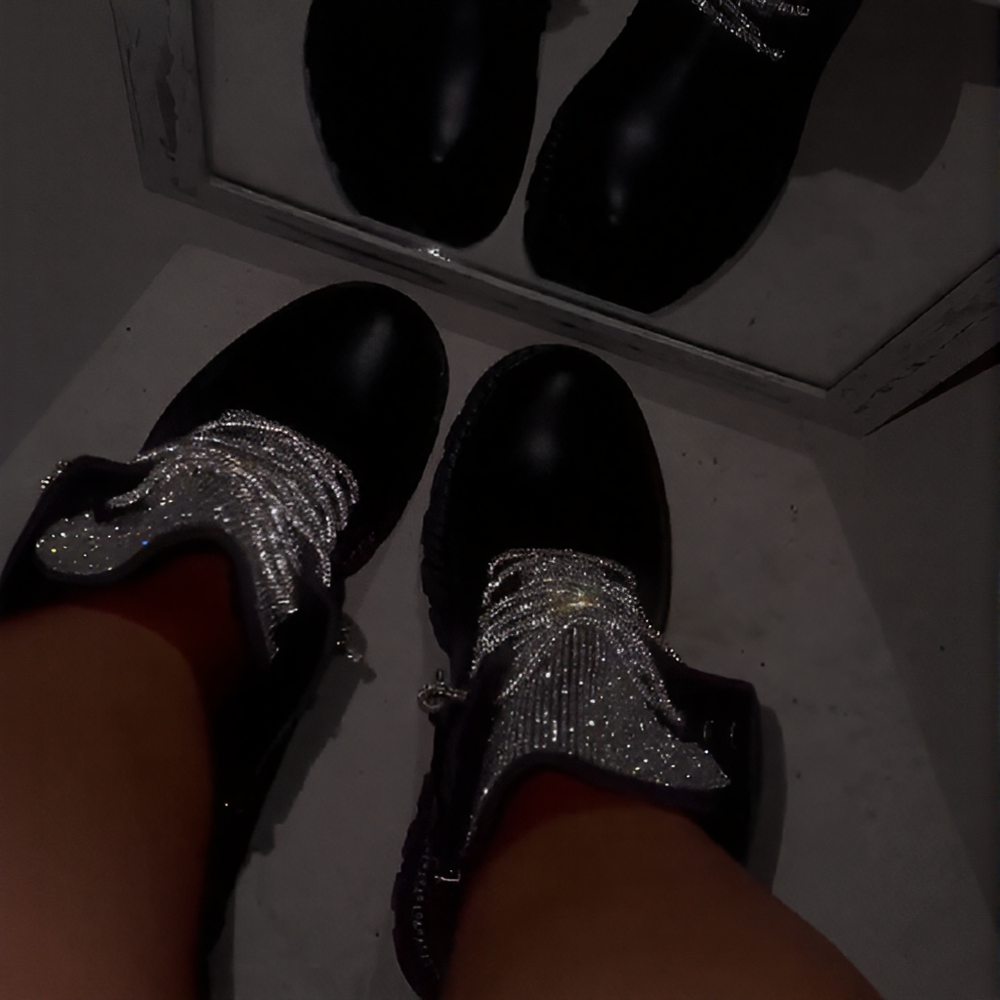 Gorgeous rhinestone black Martin boots