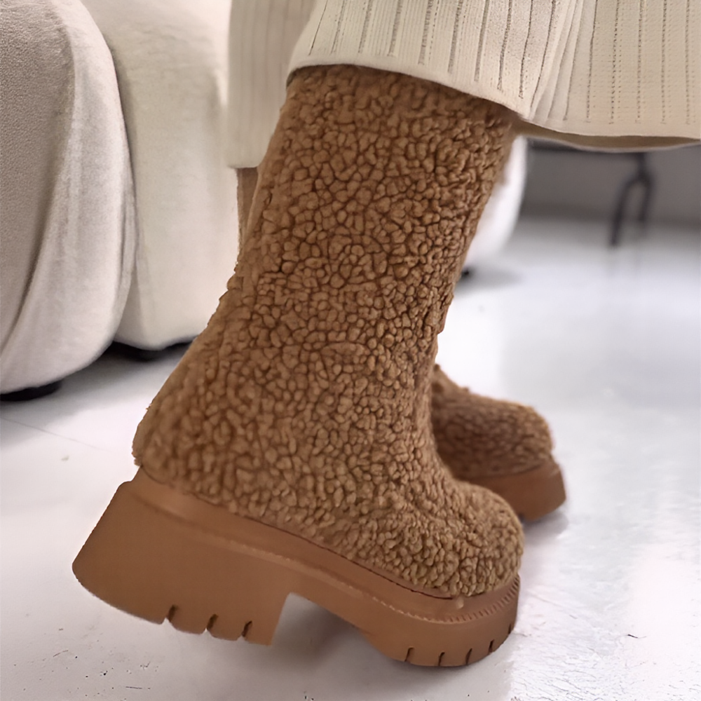 Grain fleece front zipper Martin boots