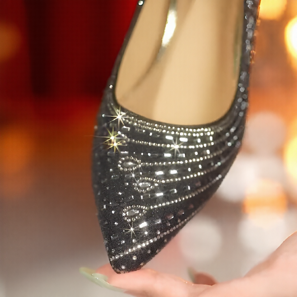 Elegant cubic rhinestone shoes