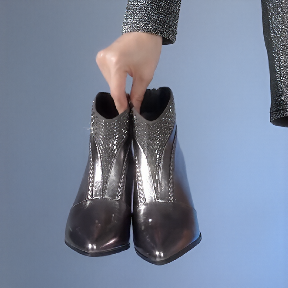 Silver rhinestone elegant boots