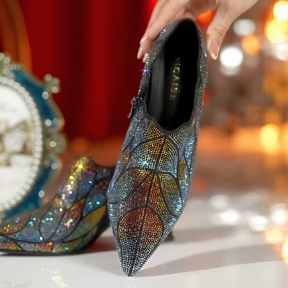Gorgeous colorful rhinestone high heels
