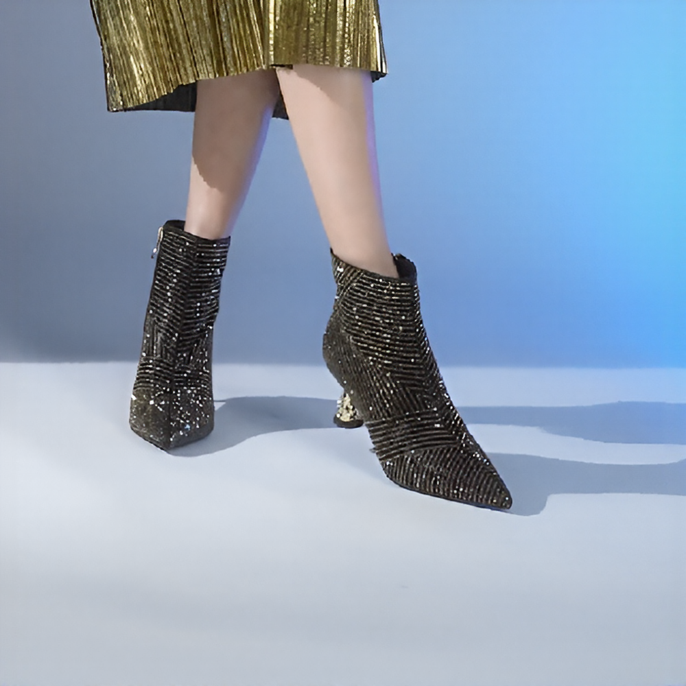 Gorgeous rhinestone elegant high-heeled boots