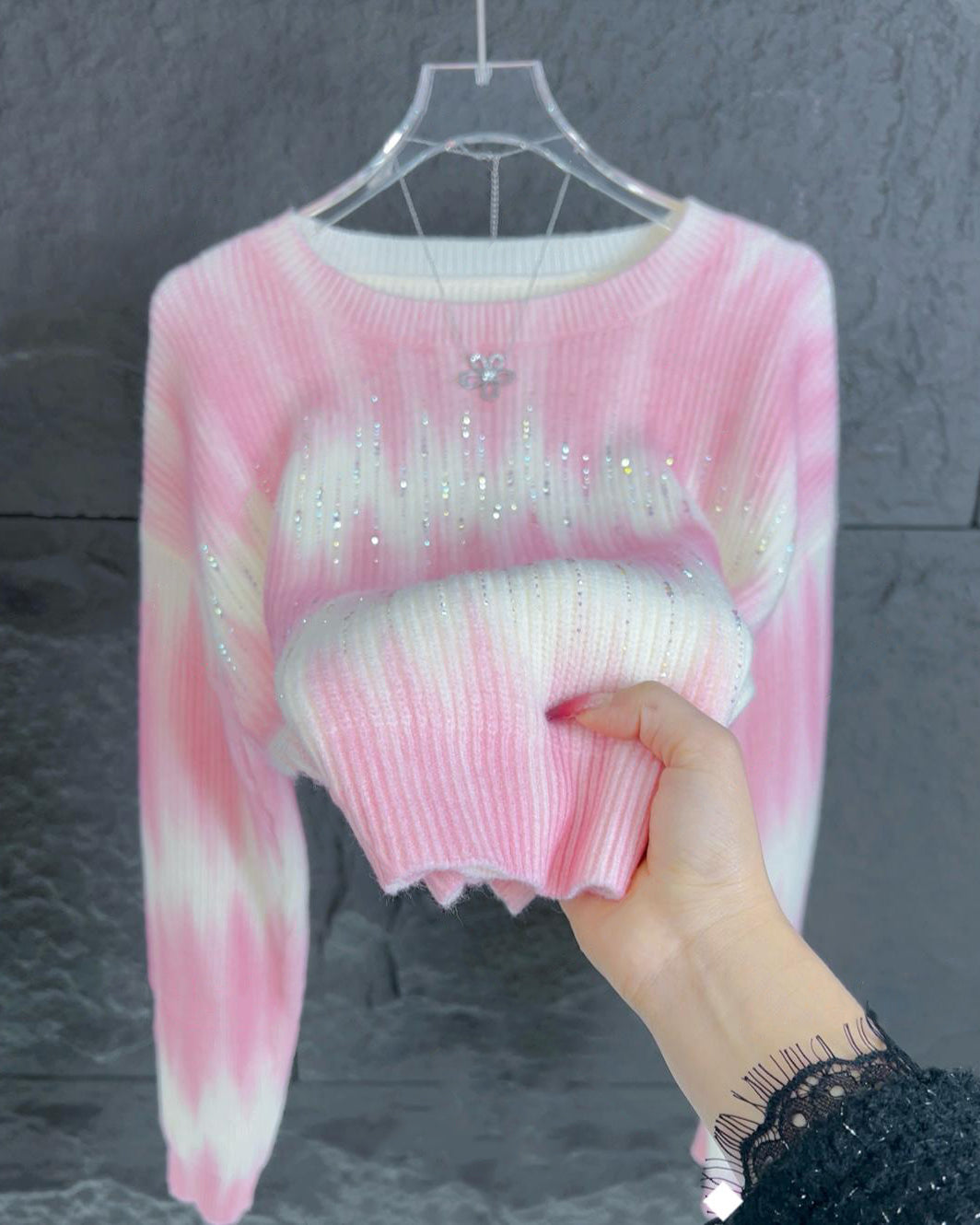 Thin Rhinestone Spring Sweater