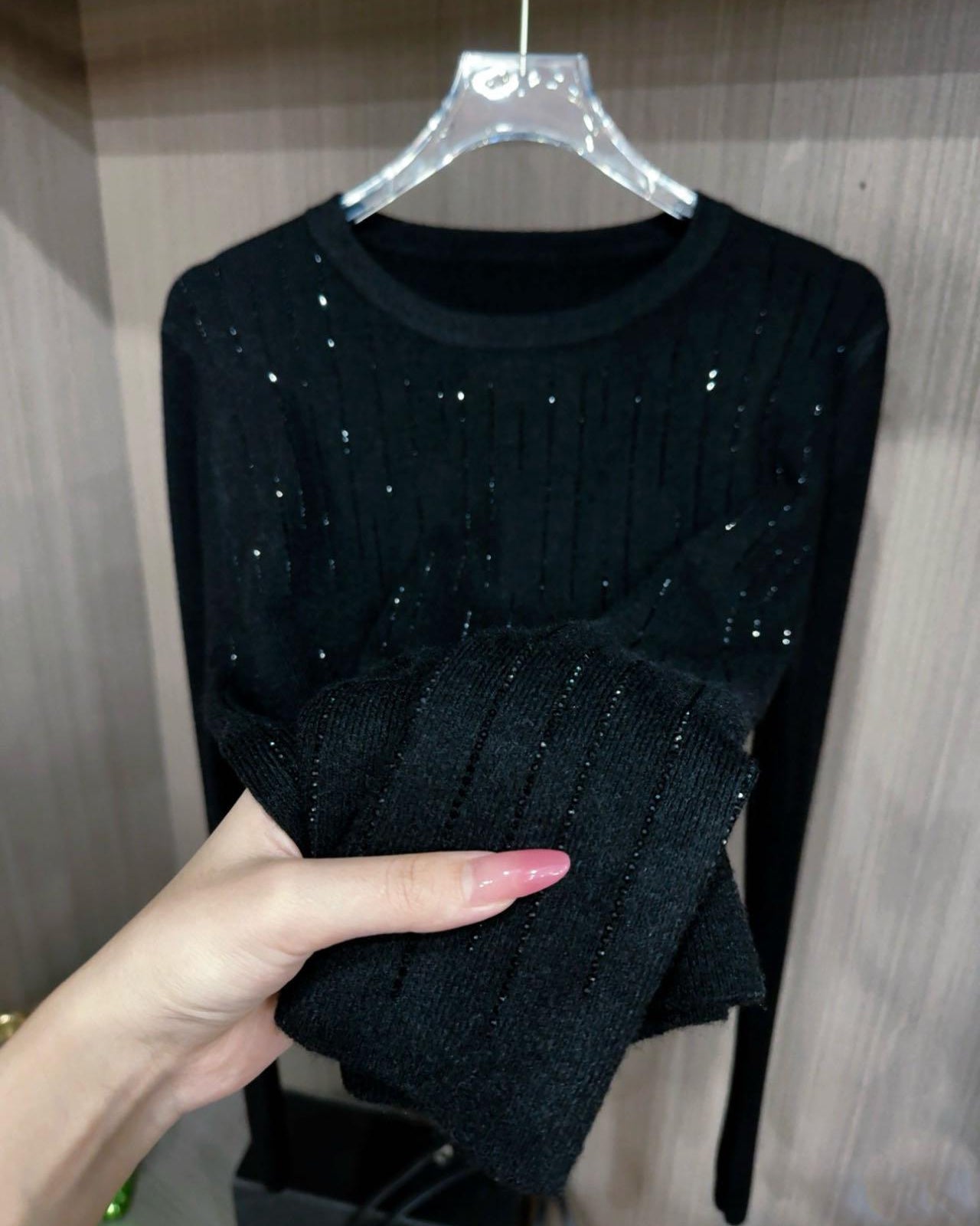 Thin rhinestone sweater