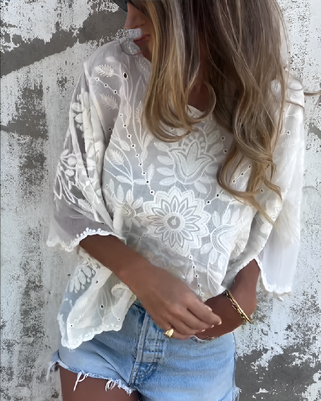 Lace Mesh Cape Top