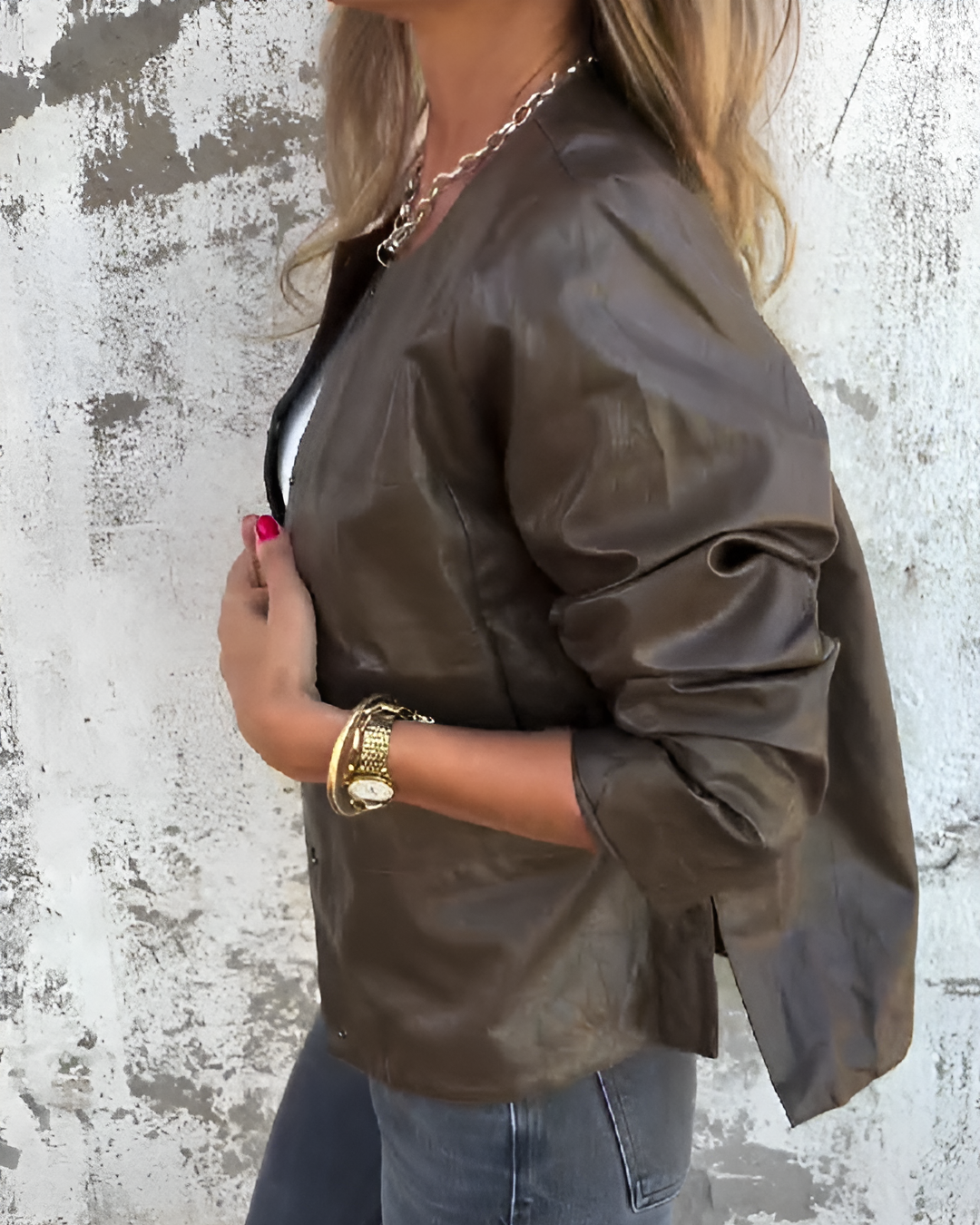 Simple leather jacket