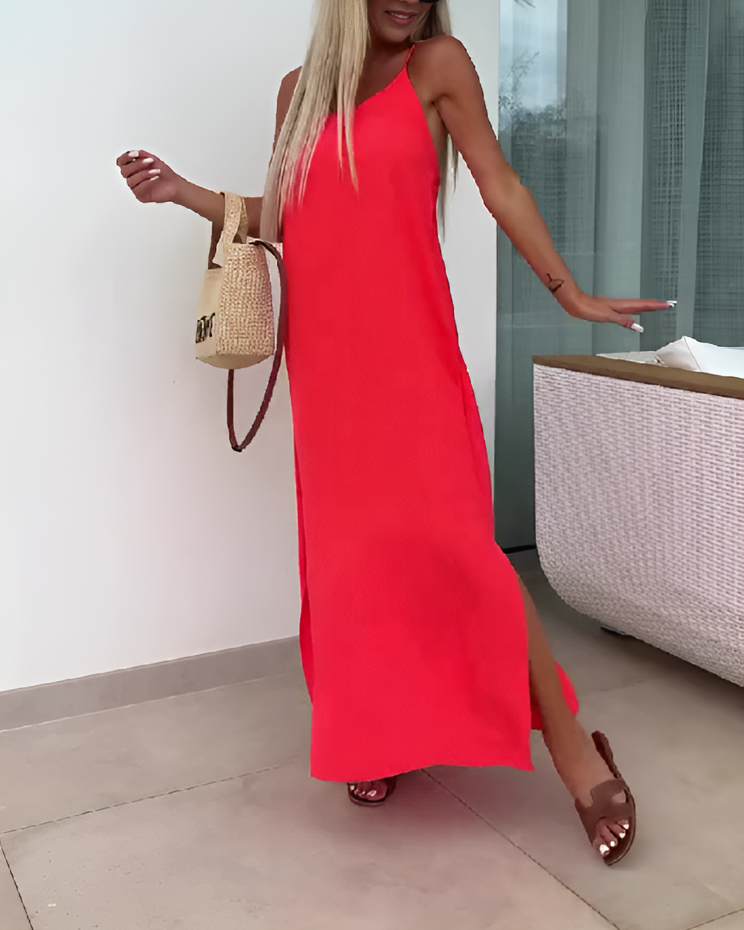 Solid color simple summer Maxi dress