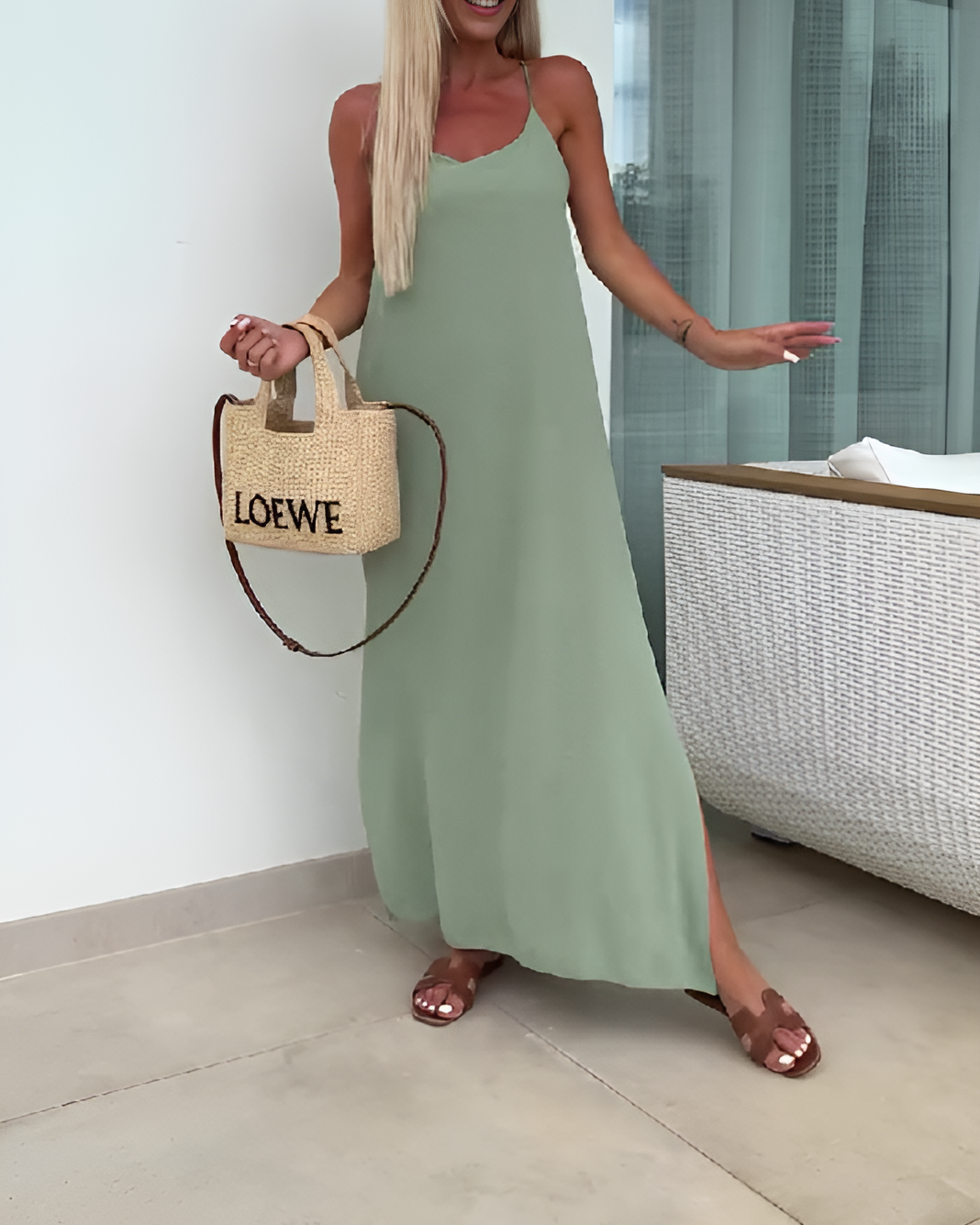 Solid color simple summer Maxi dress