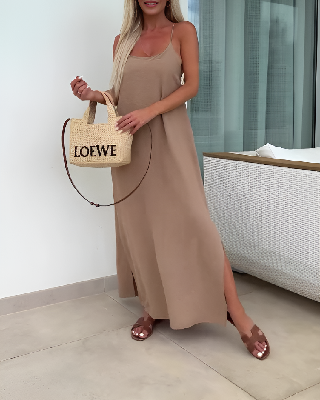 Solid color simple summer Maxi dress