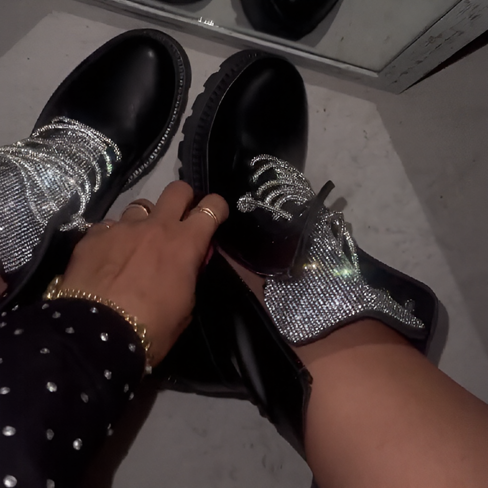 Gorgeous rhinestone black Martin boots