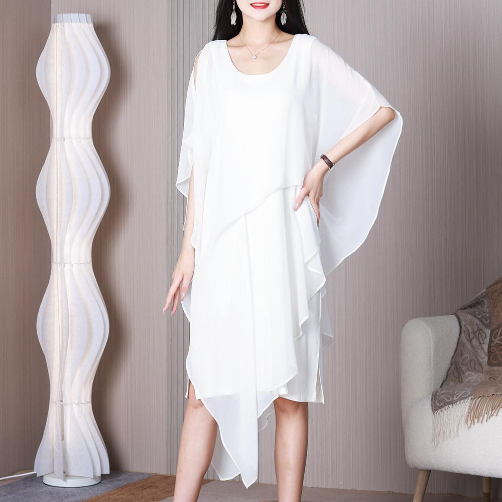 Elegant Irregular Strapless Midi Dress