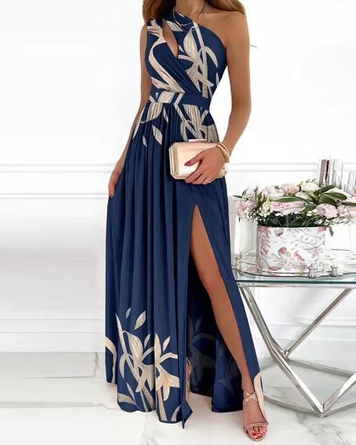 Sexy Slanted Shoulder Irregular Long Skirt