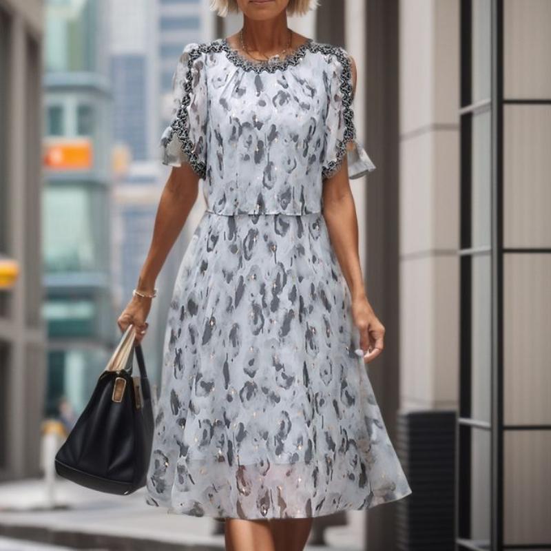 Summer Round Neck Short Sleeve Floral Dress